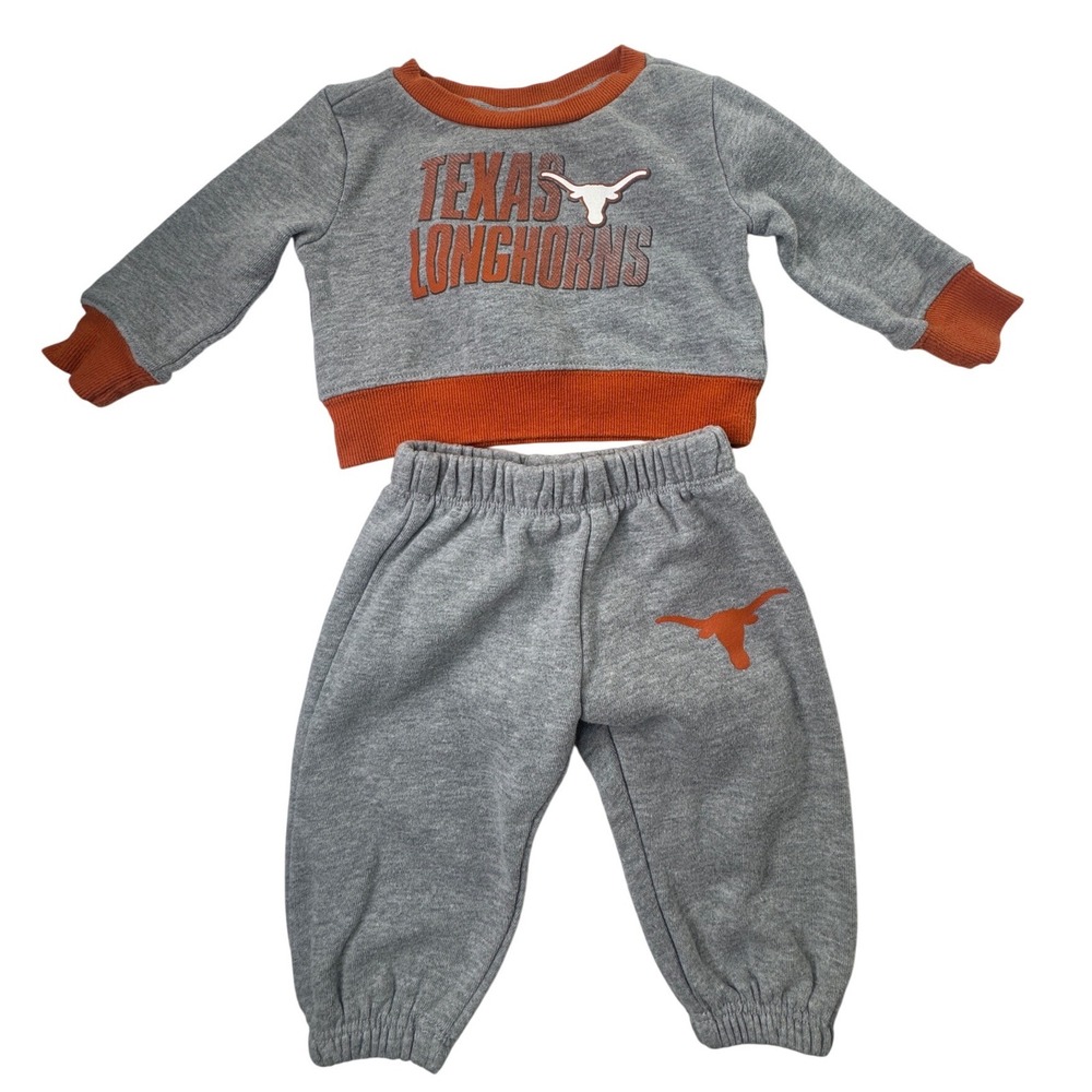Texas Longhorns Infant 6M Sweatsuit Set Gray Burnt Orange Sweatshirt Joggers